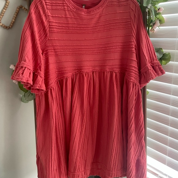 Free people take a spin tunic orange pink short sleeve dress - Picture 4 of 6